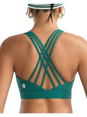 Women's Teal Sports Bras High Impact Cross Back Molded Cup Running Bra